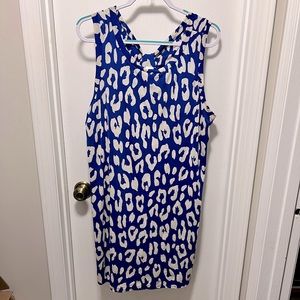 2XL NWOT Sew in Love Blue and White Leopard primo dress with pockets